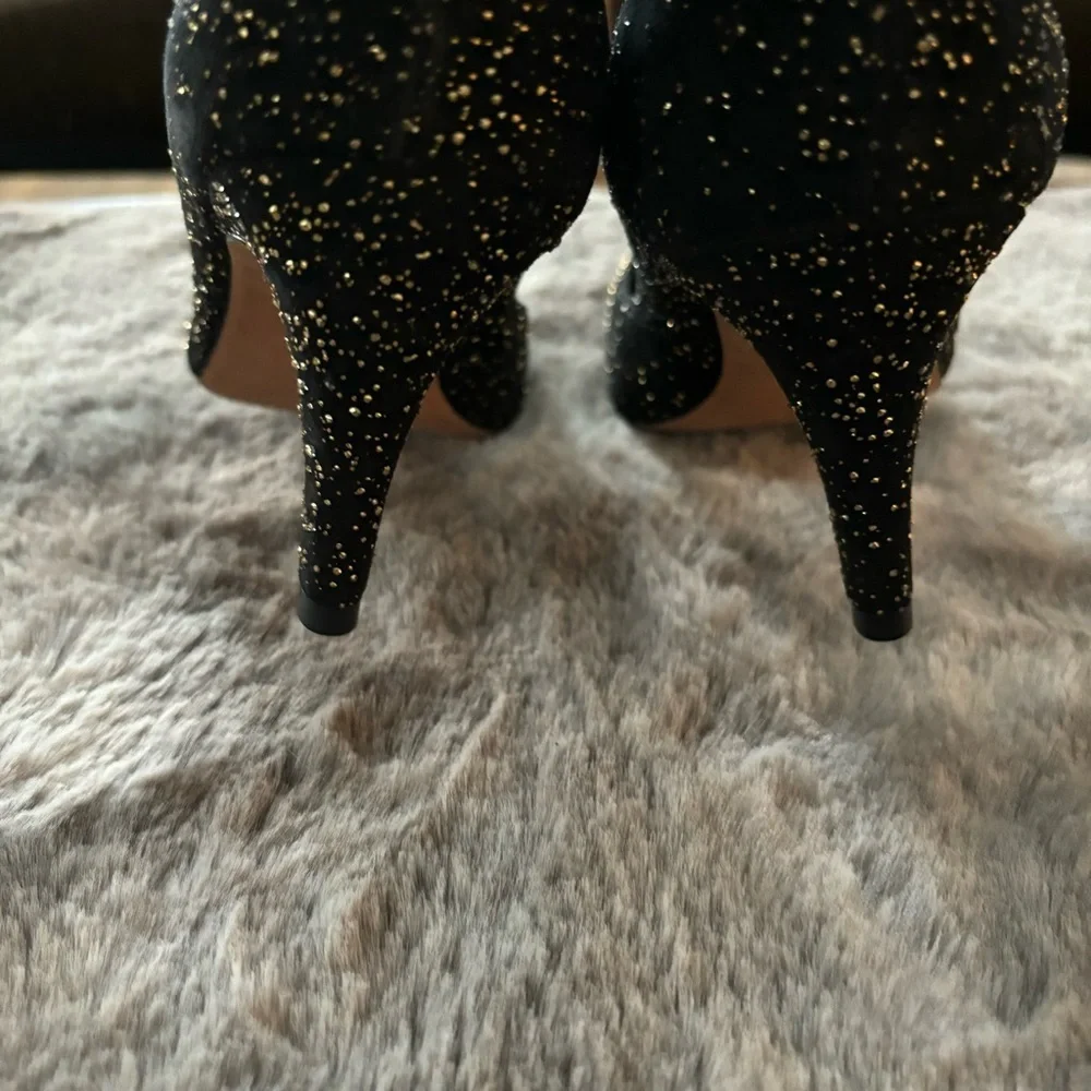 Loeffler Randall Suede Pump Black Gold Size 8 Heels